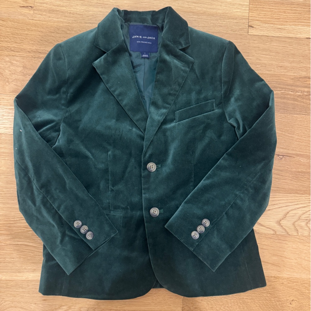 Janie and Jack Boys Green Velvet Blazer